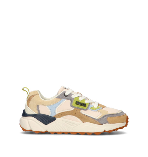 COLMAR Sneaker uomo beige in pelle scamosciata e tessuto. La tomaia presenta un design strutturato c