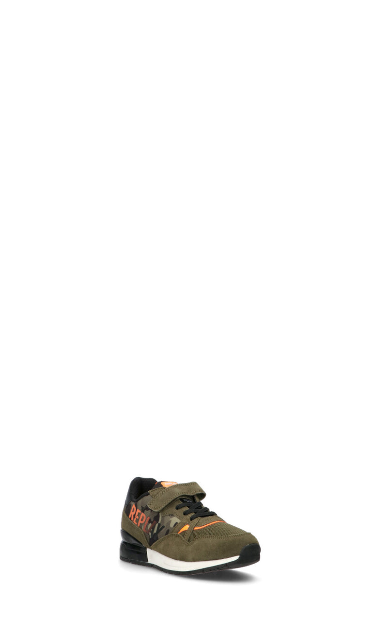 REPLAY Sneaker bimbo verde militare/arancio in pelle