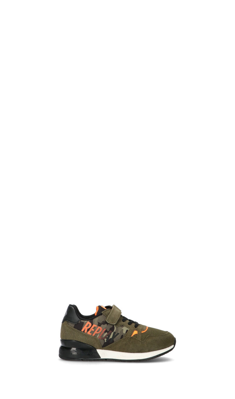 REPLAY Sneaker bimbo verde militare/arancio in pelle