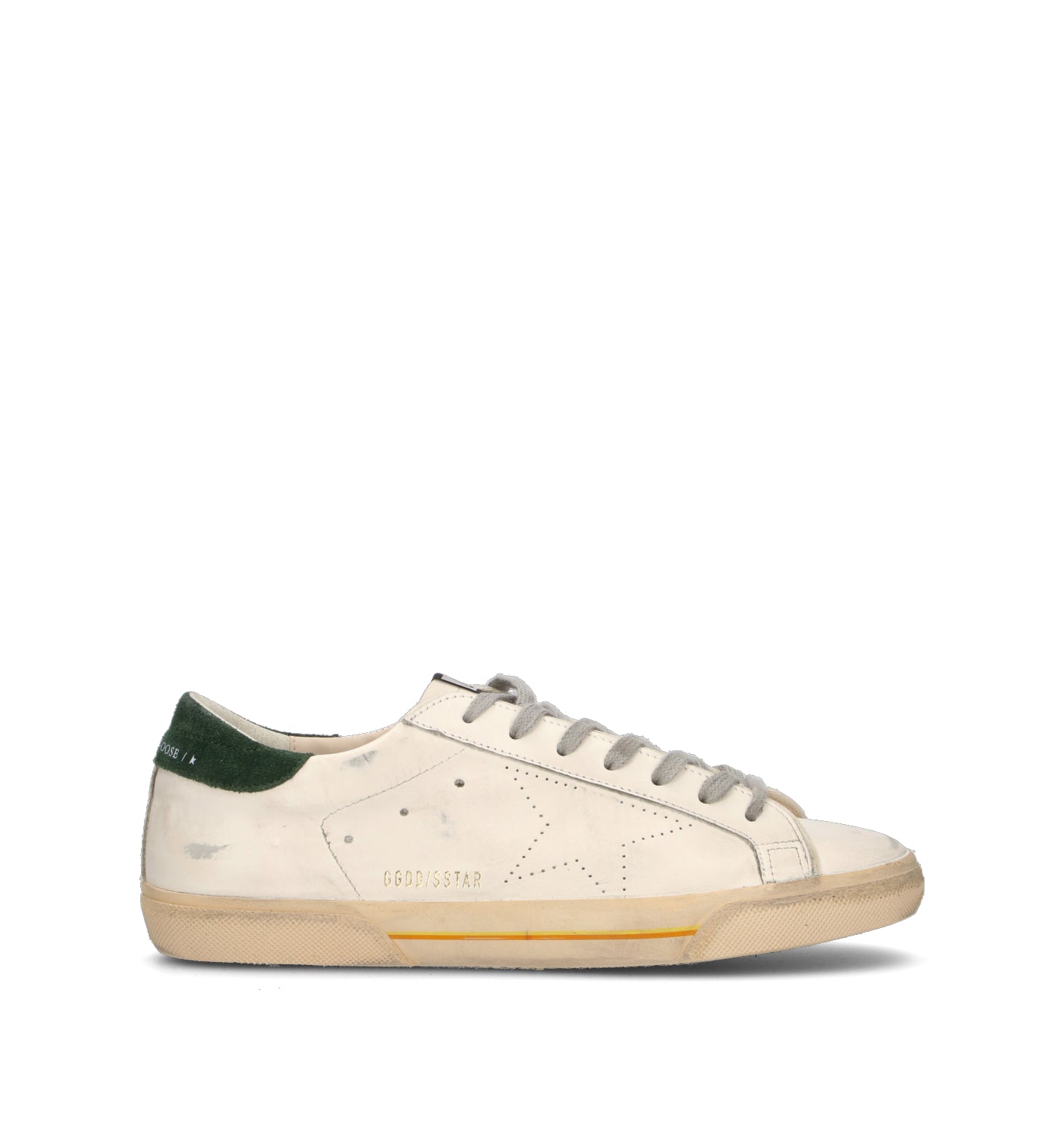 GOLDEN GOOSE SUPER-STAR CLASSIC WITH LIST Sneaker uomo bianca/verde in pelle