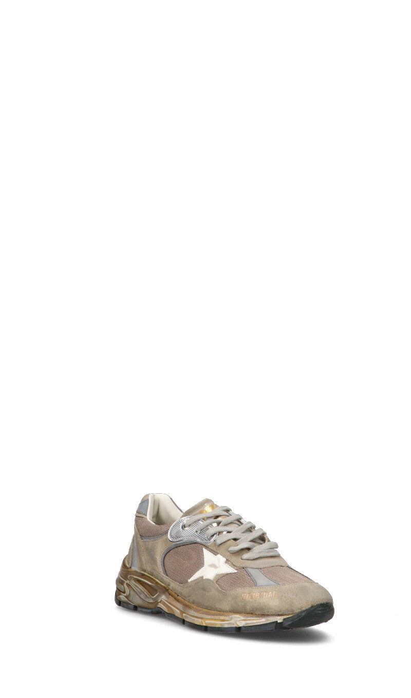 GOLDEN GOOSE Snekaer uomo beige in tessuto e pelle scamosciata
