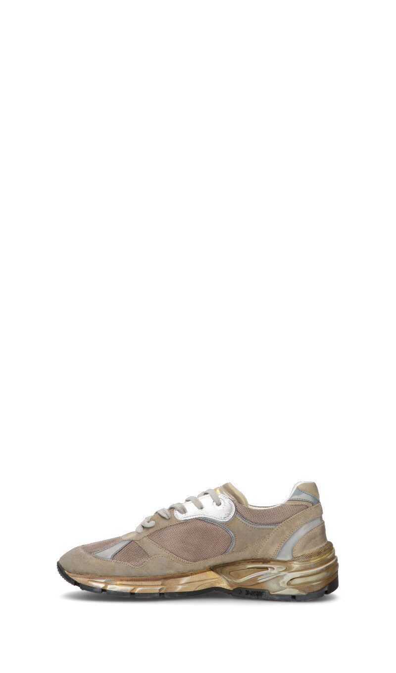 GOLDEN GOOSE Snekaer uomo beige in tessuto e pelle scamosciata
