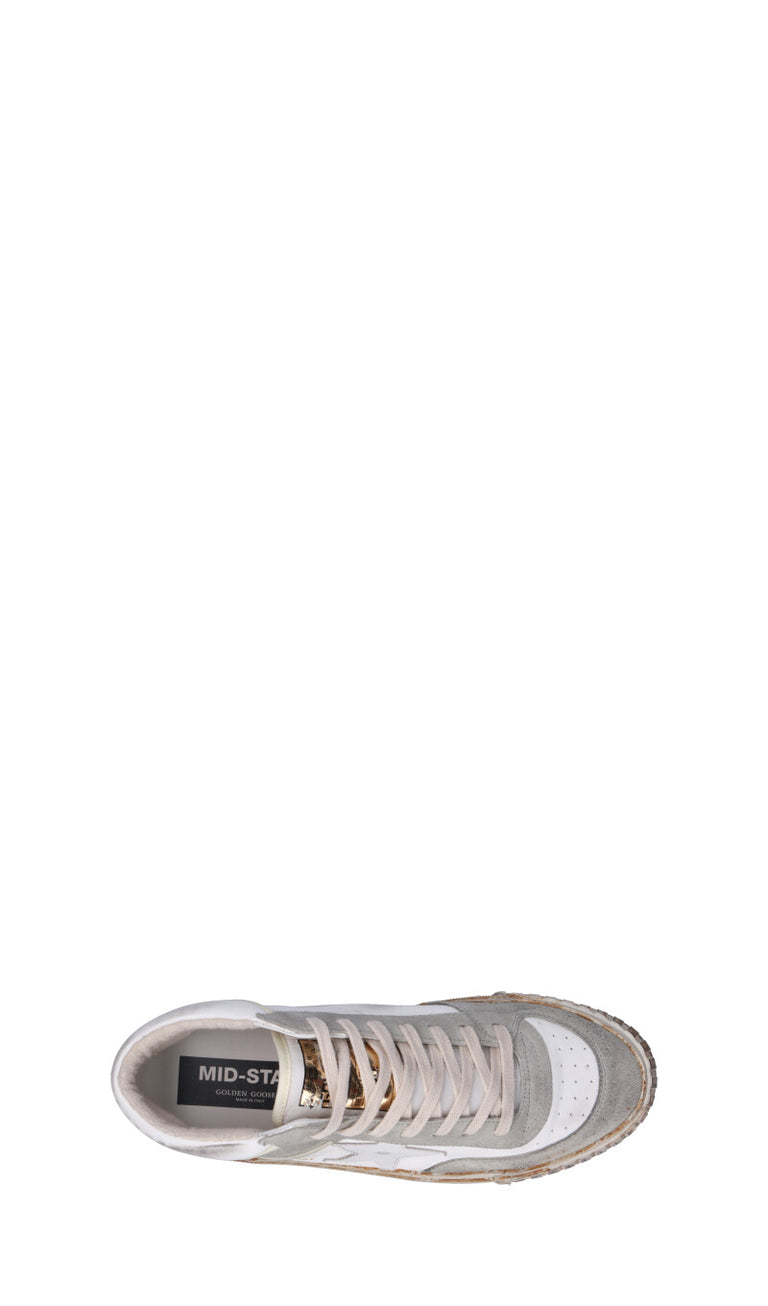 GOLDEN GOOSE MID-STAR Sneaker uomo bianca/grigia in pelle