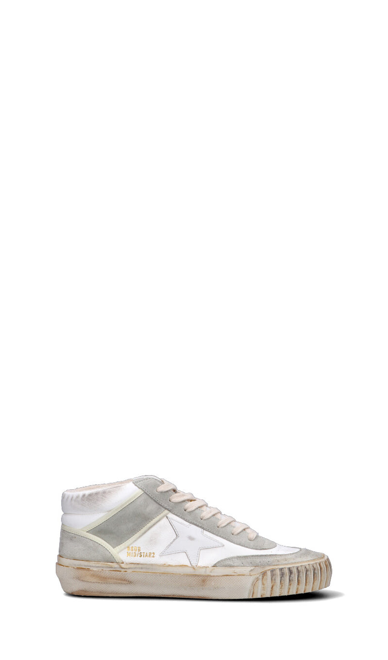 GOLDEN GOOSE MID-STAR Sneaker uomo bianca/grigia in pelle