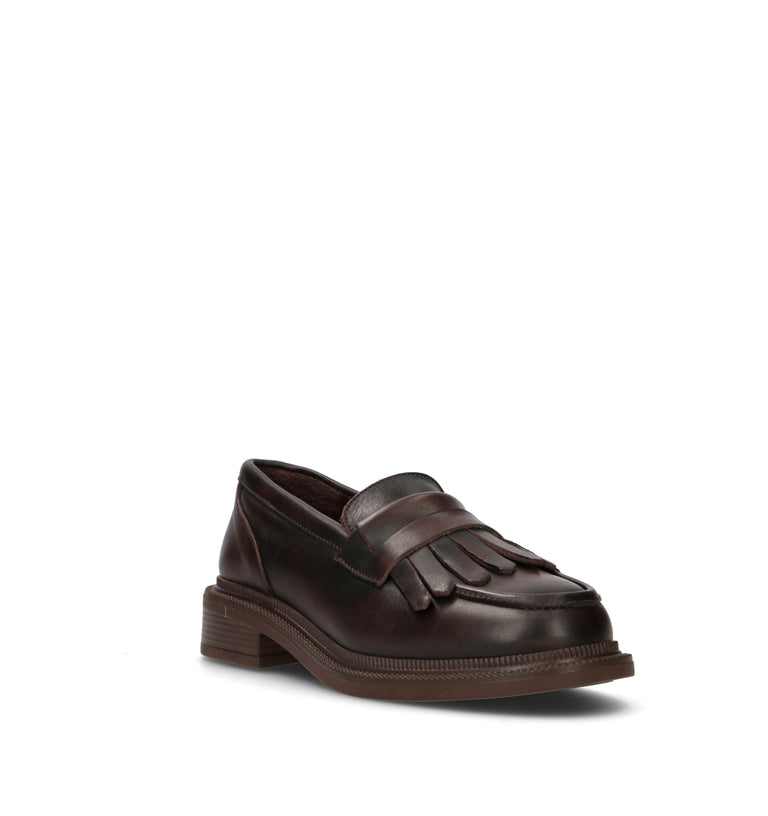 GRAFIA Mocassino donna marrone in pelle