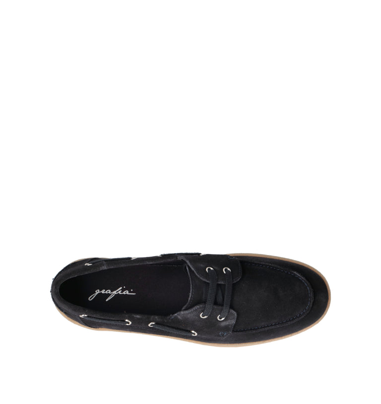 GRAFIA Scarpa barca uomo blu in suede