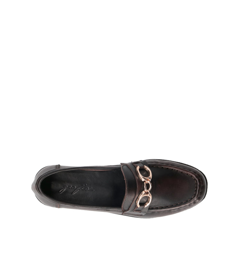 GRAFIA Mocassino donna marrone in pelle