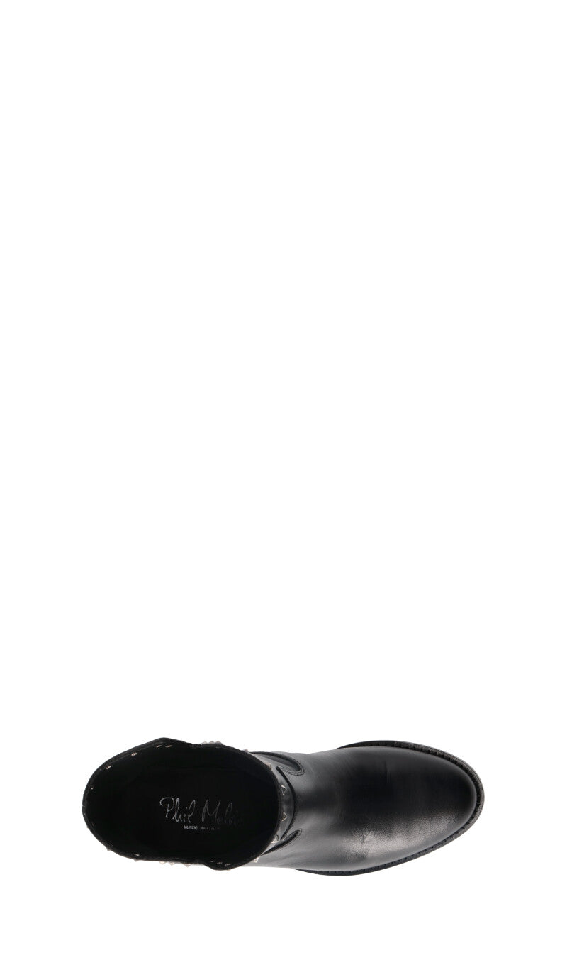 PHIL MELVIS Tronchetto donna nero in pelle