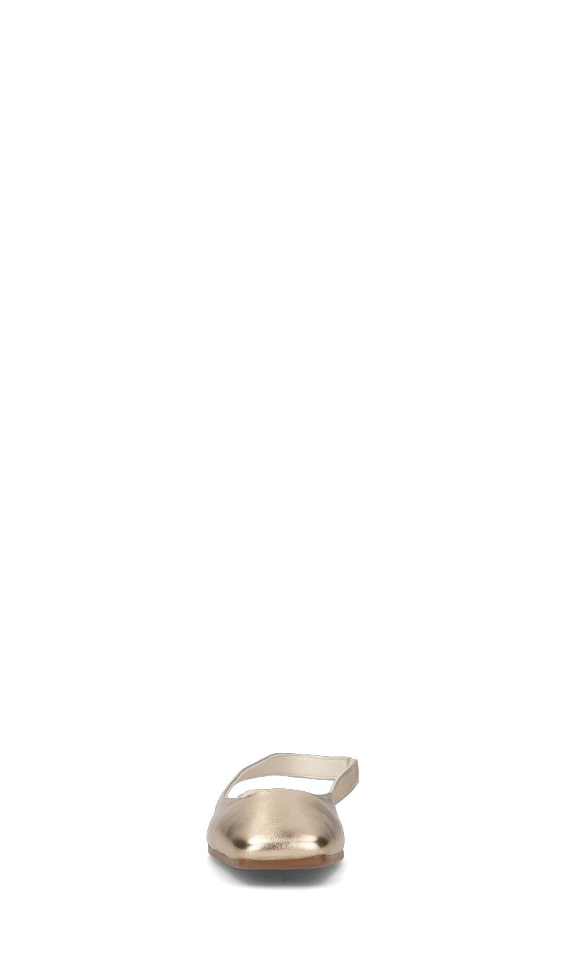 GLORIA SHOES Decollete donna oro in pelle