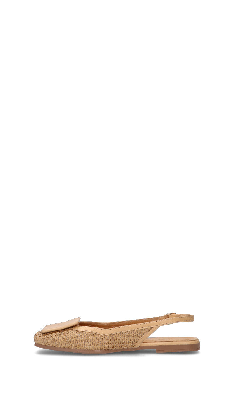 GLORIA SHOES Decollete donna beige in pelle