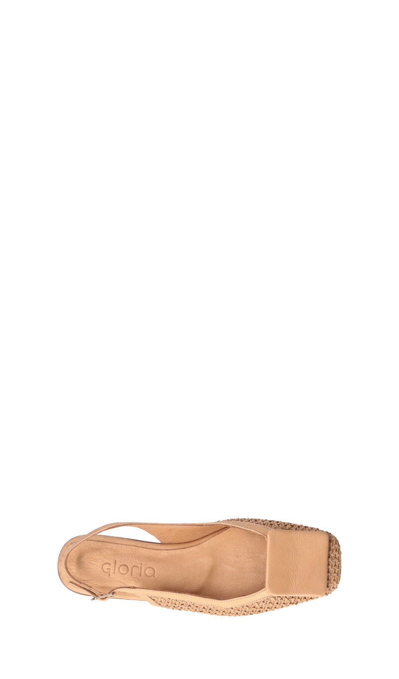 GLORIA SHOES Decollete donna beige in pelle