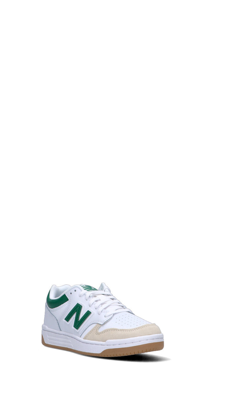 NEW BALANCE - 480 Sneaker ragazzo bianca/verde in pelle