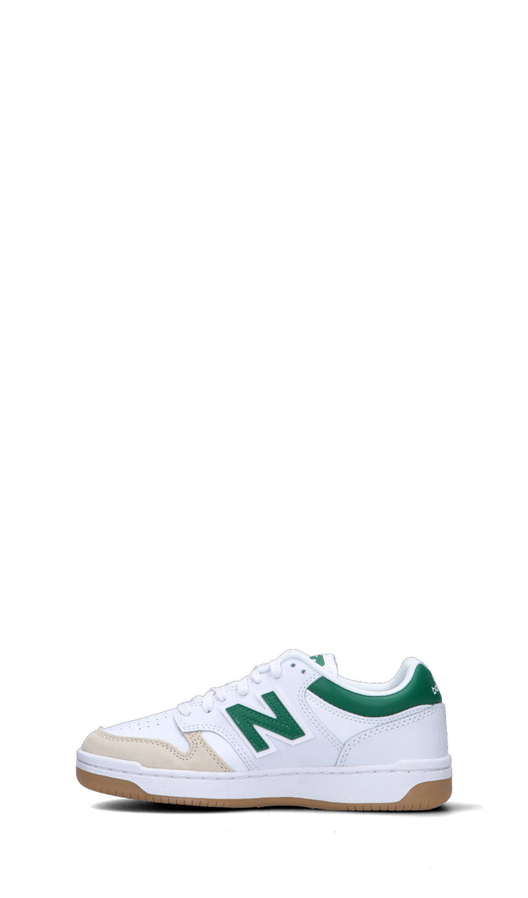 NEW BALANCE - 480 Sneaker ragazzo bianca/verde in pelle