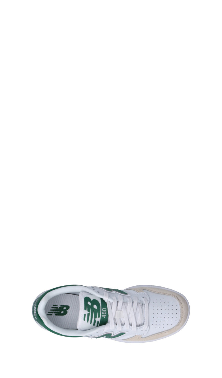 NEW BALANCE - 480 Sneaker ragazzo bianca/verde in pelle