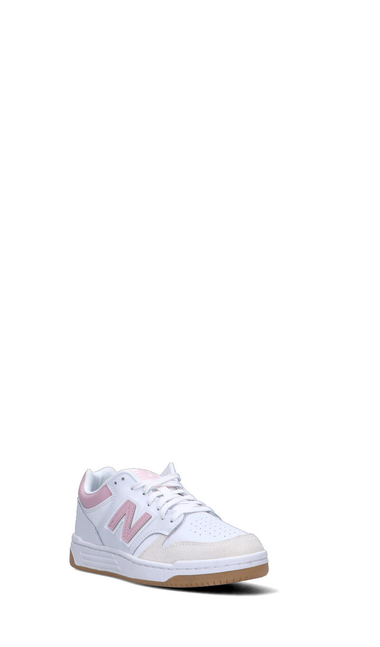 NEW BALANCE - 480 Sneaker ragazza bianca/rosa in pelle