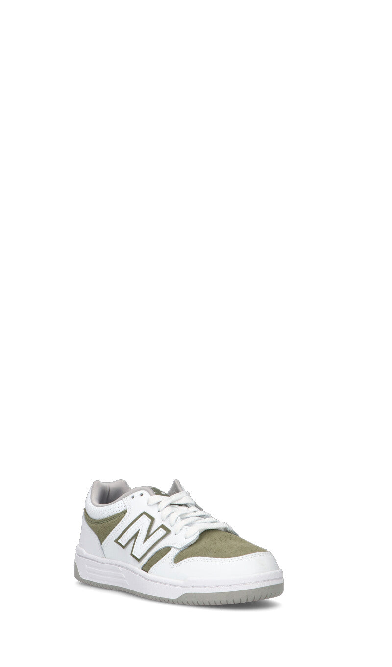 NEW BALANCE 480 Sneaker ragazzo bianca/militare in pelle