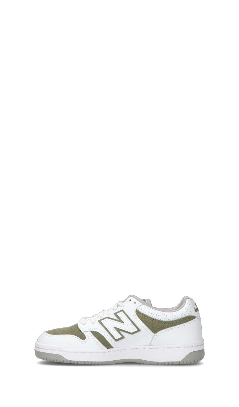 NEW BALANCE 480 Sneaker ragazzo bianca/militare in pelle