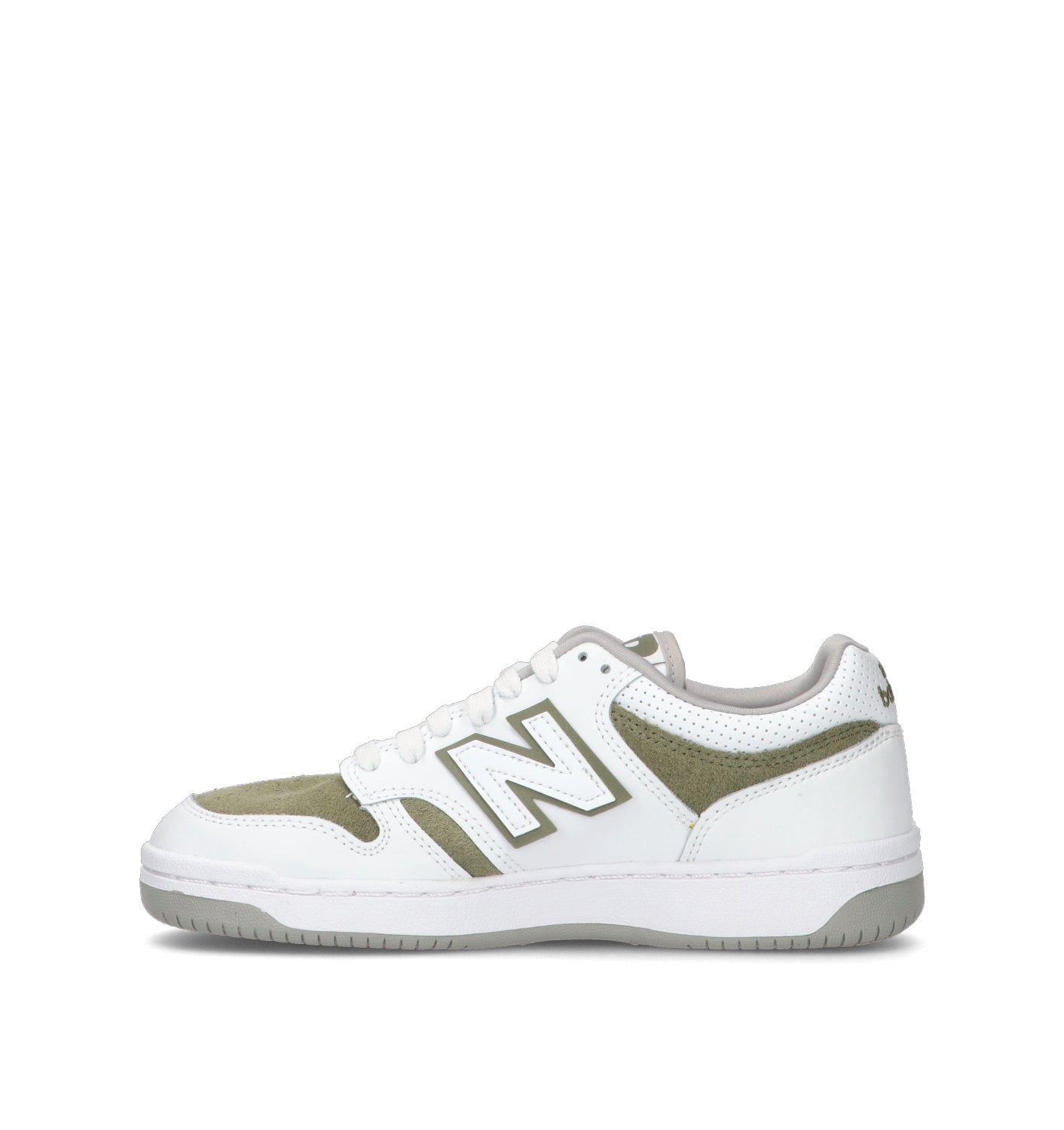 NEW BALANCE 480 Sneaker ragazzo bianca/militare in pelle