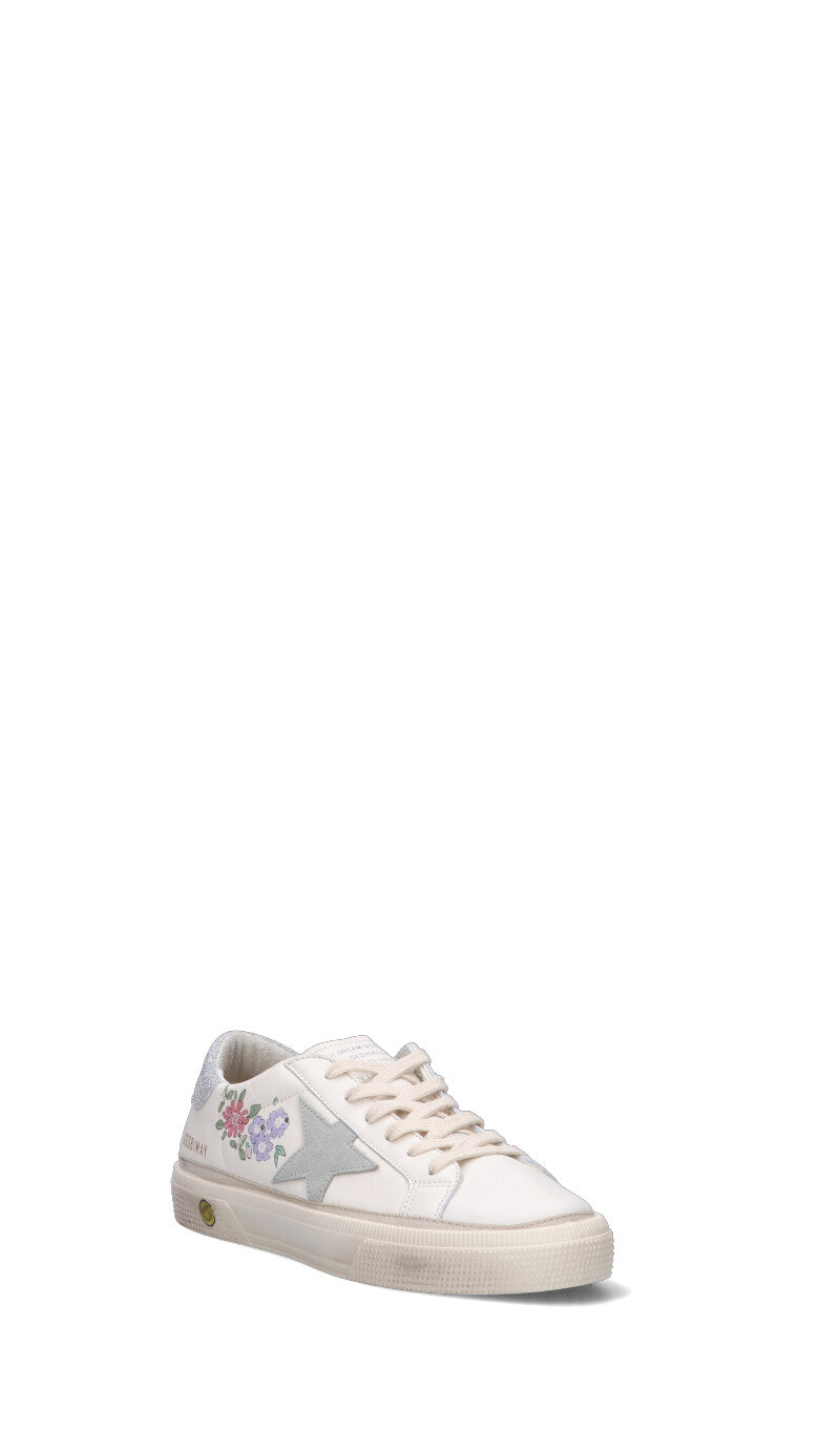 GOLDEN GOOSE - MAY Sneaker ragazza bianca/argento in pelle