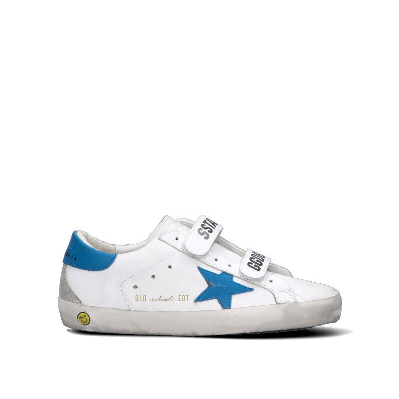 GOLDEN GOOSE Sneaker ragazzo bianca/azzurra in pelle
