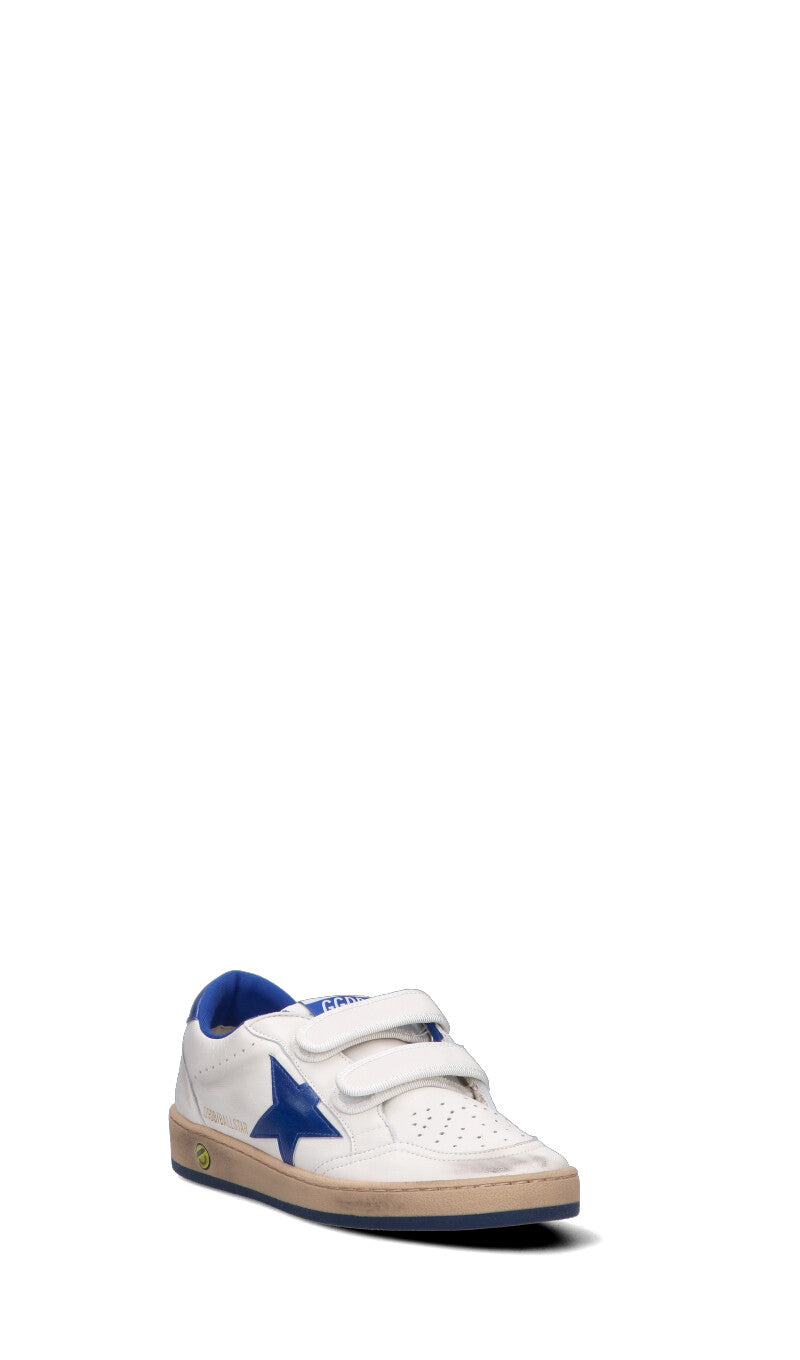 GOLDEN GOOSE - BALL STAR STRAP Sneaker ragazzo bianca/blu in pelle