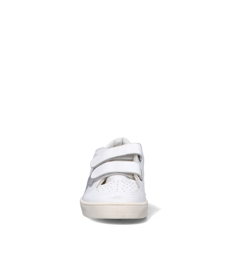 GOLDEN GOOSE BALL STAR STRAP Sneaker ragazza bianca/argento in pelle