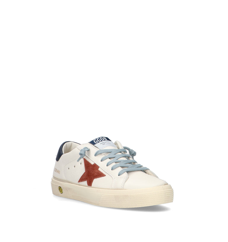 GOLDEN GOOSE MAY FOLDED LINING ALL AROUND Sneaker ragazzo bianca in pelle