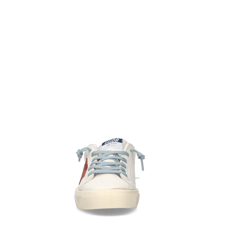 GOLDEN GOOSE MAY FOLDED LINING ALL AROUND Sneaker ragazzo bianca in pelle