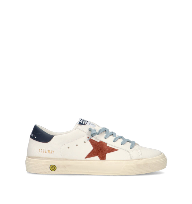 GOLDEN GOOSE MAY FOLDED LINING ALL AROUND Sneaker ragazzo bianca in pelle