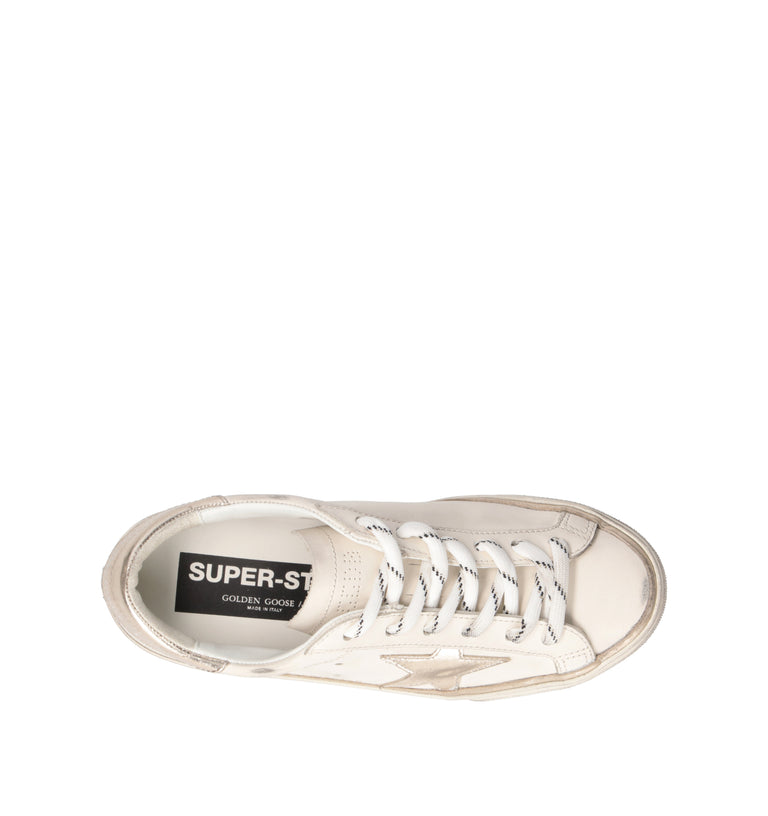 GOLDEN GOOSE SUPER STAR CLASSIC WITH LIST Sneaker donna bianca/argento in pelle