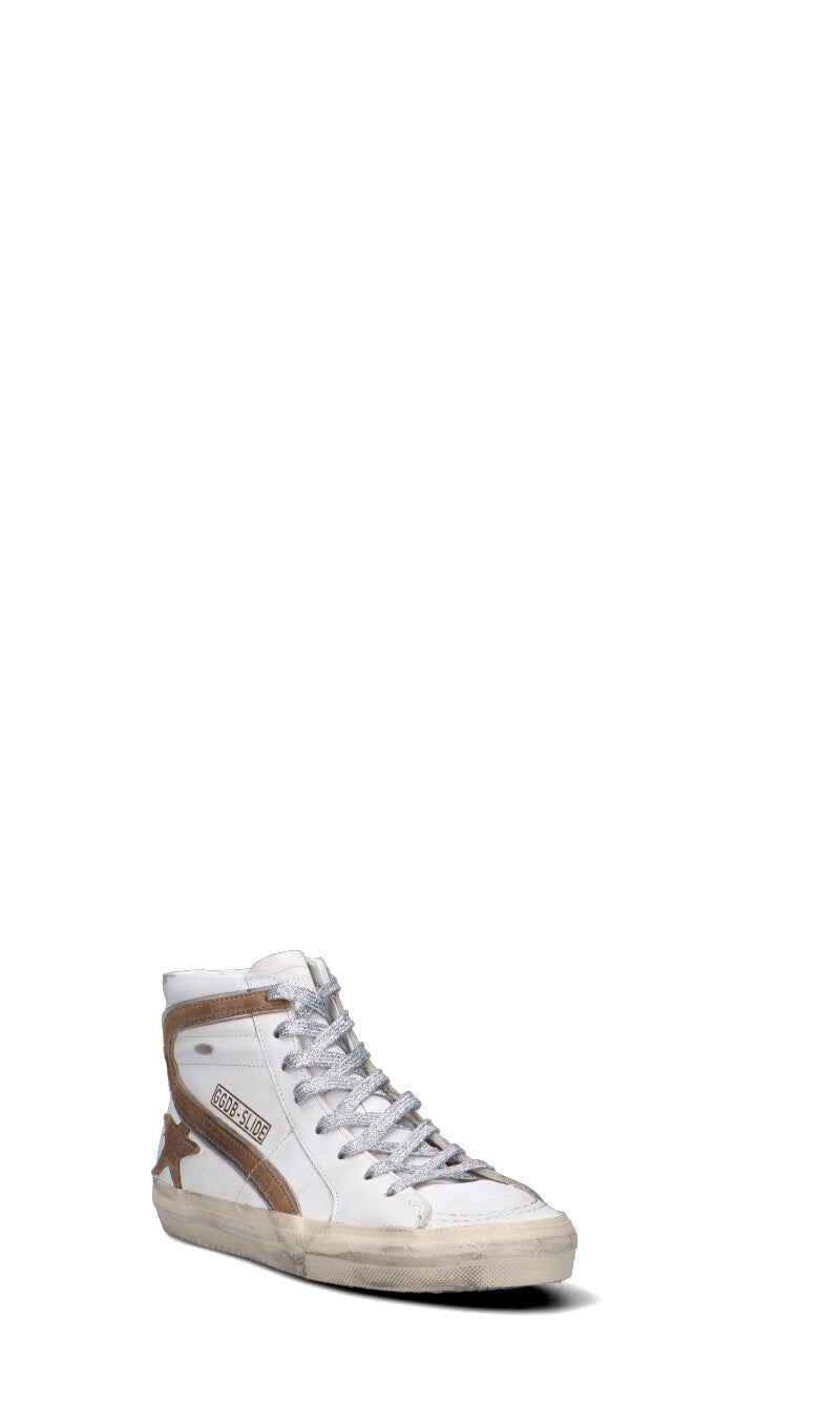 GOLDEN GOOSE - SLIDE CLASSIC Sneaker donna bianca/marrone in pelle
