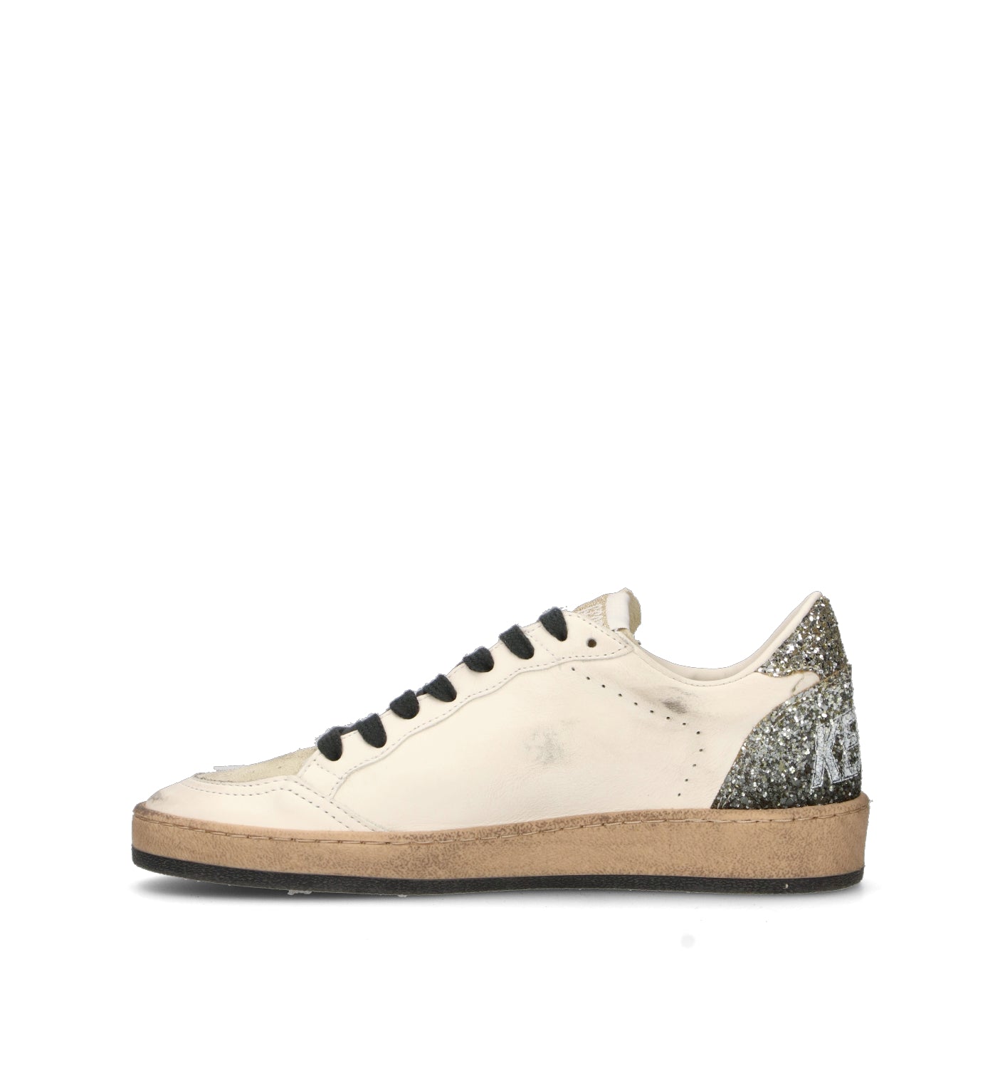 GOLDEN GOOSE BALL STAR Sneaker donna bianca/argento in pelle