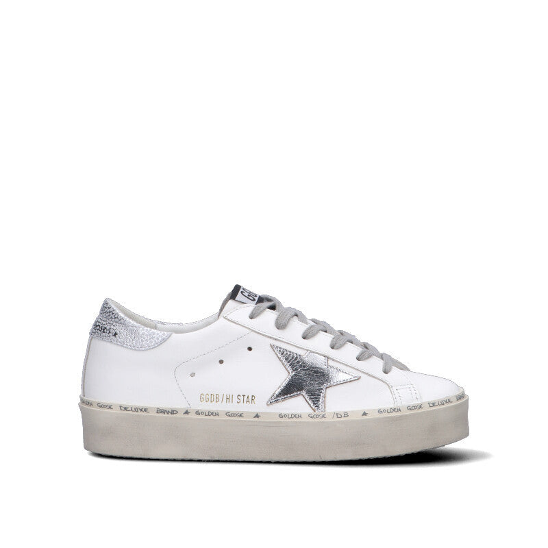 GOLDEN GOOSE HI STAR Sneaker donna bianca/argento in pelle