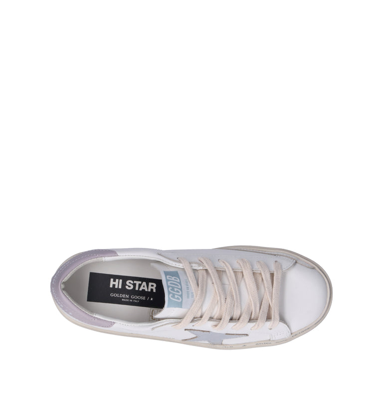 GOLDEN GOOSE HI-STAR CLASSIC WITH LIST Sneaker donna bianca in pelle