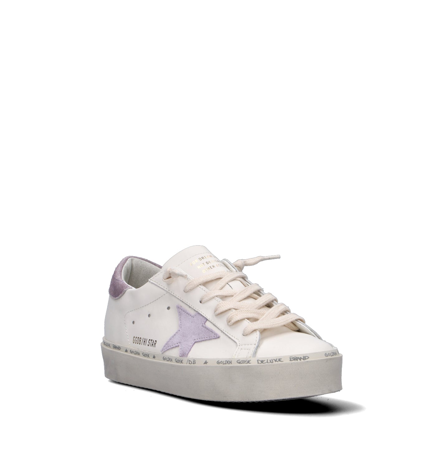 GOLDEN GOOSE HI STAR CLASSIC WITH LIST Sneaker donna bianca/lilla in pelle