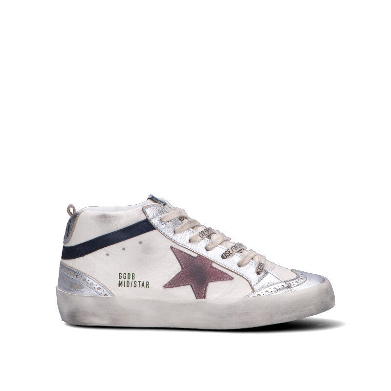 GOLDEN GOOSE MIDSTAR Sneaker donna argento, rossa e blu in pelle
