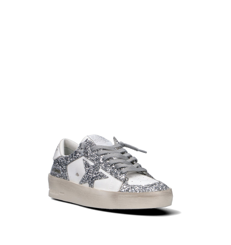 GOLDEN GOOSE STARDAN Sneaker donna bianca/argento in pelle