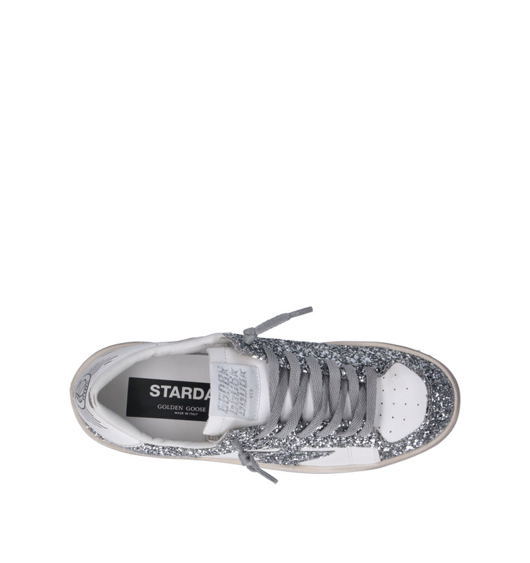 GOLDEN GOOSE STARDAN Sneaker donna bianca/argento in pelle