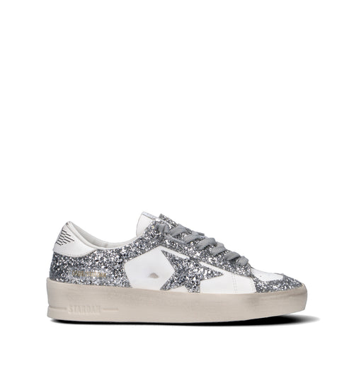 GOLDEN GOOSE STARDAN Sneaker donna bianca/argento in pelle