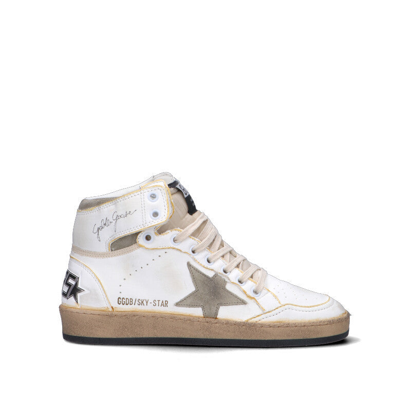 GOLDEN GOOSE SKY STAR Sneaker donna bianca/grigia in pelle