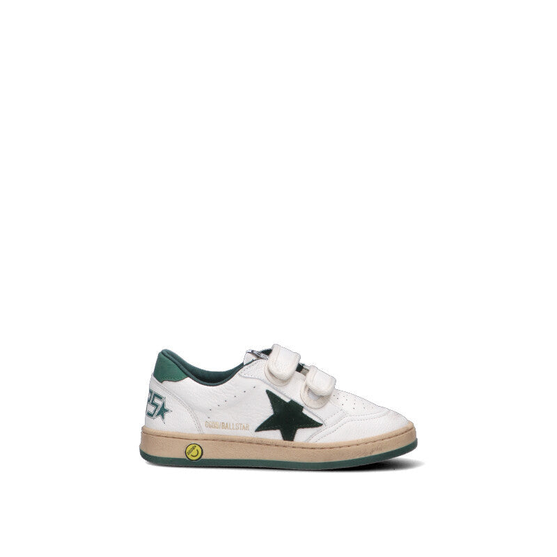 GOLDEN GOOSE BALL STAR STRAP Sneaker bimbo bianca/verde in pelle