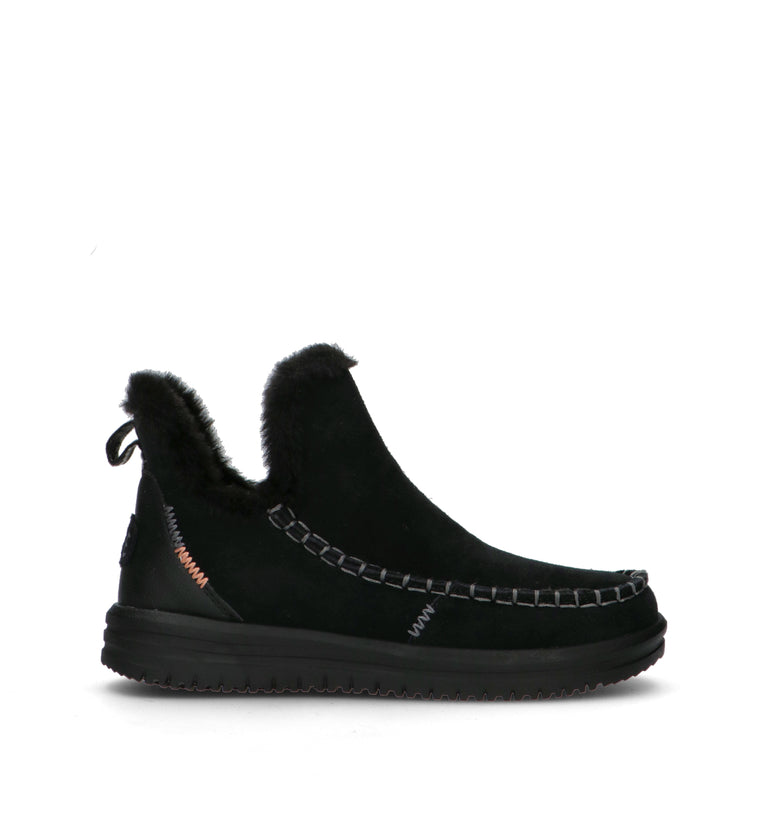 HEY DUDE Stivaletto pelo donna nero in suede