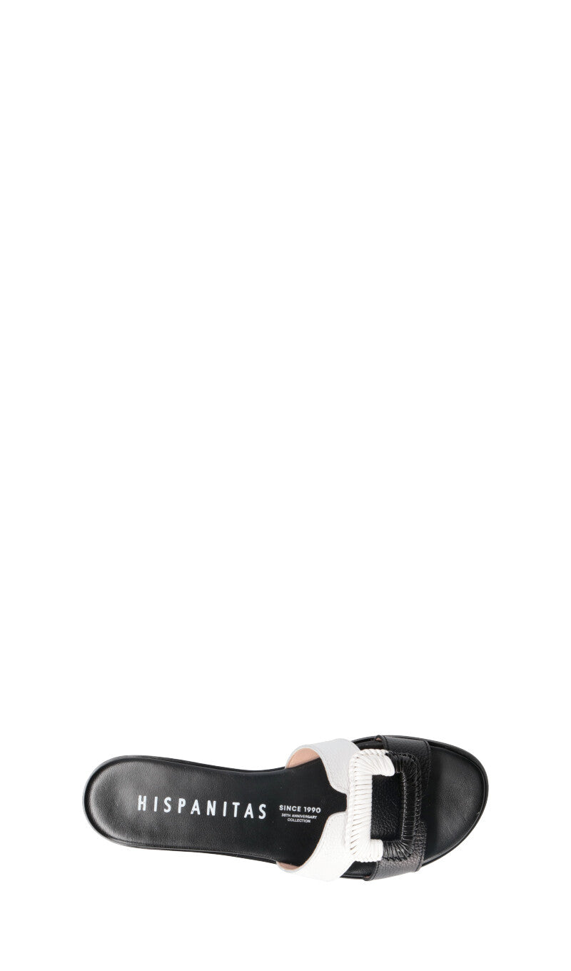 HISPANITAS Ciabatta donna nera/bianca in pelle