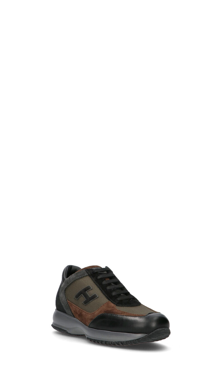 HOGAN Sneaker uomo nera/verde militare in pelle