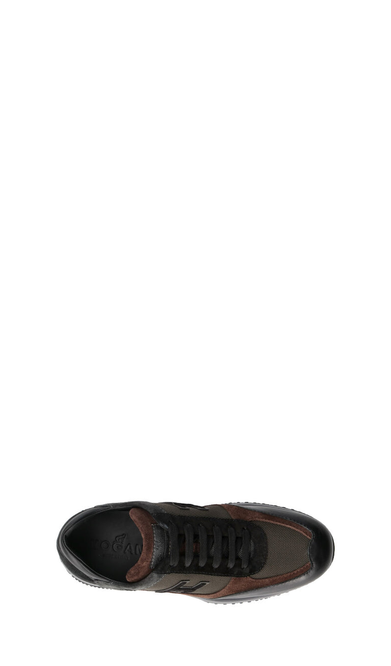 HOGAN Sneaker uomo nera/verde militare in pelle