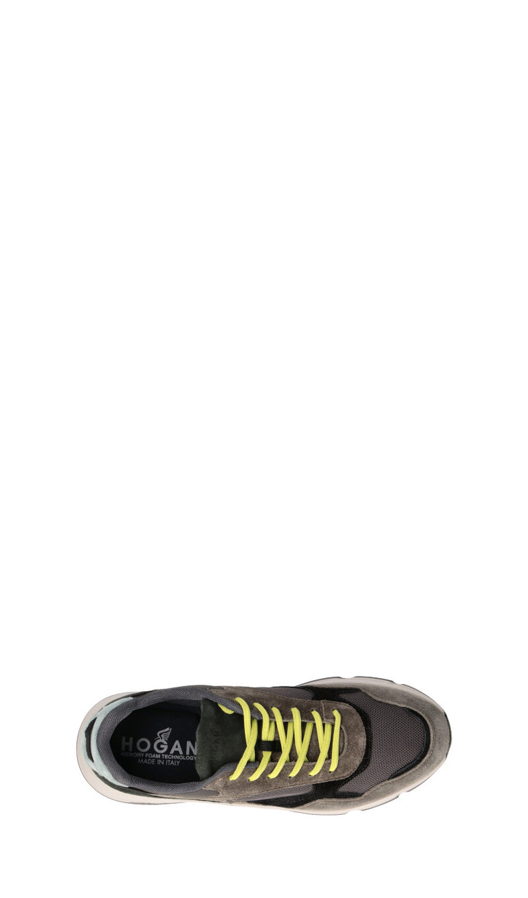 HOGAN Sneaker uomo grigia/verde militare in pelle