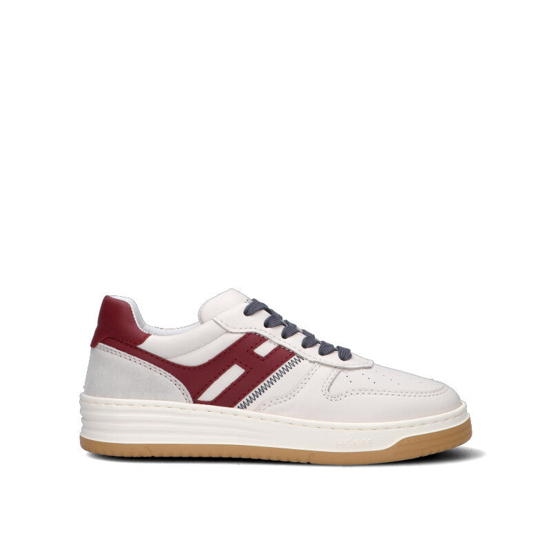 HOGAN - H630 Sneaker donna bianca/bordeaux in pelle
