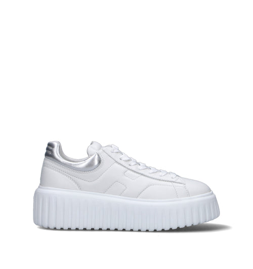 HOGAN H-STRIPES Sneaker donna bianca/argento in pelle