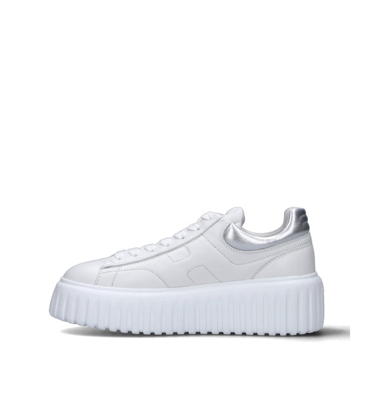 HOGAN H-STRIPES Sneaker donna bianca/argento in pelle