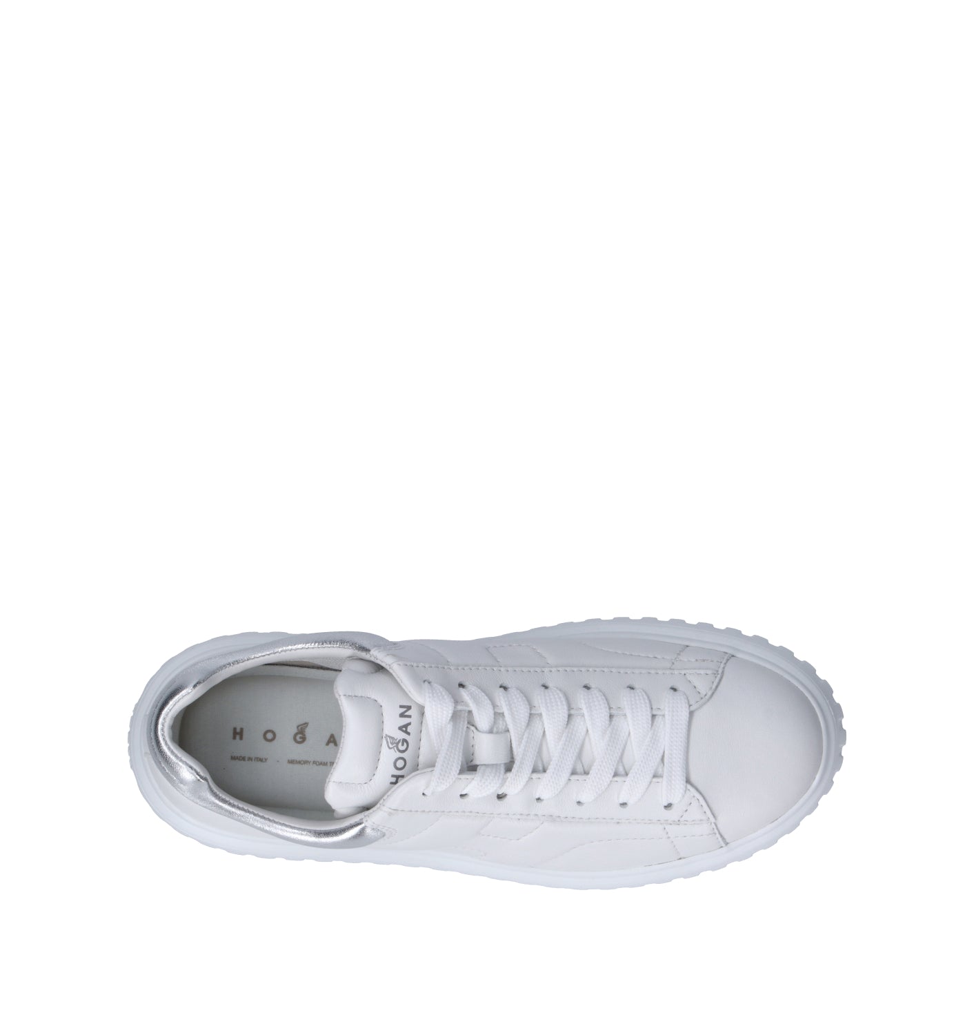 HOGAN H-STRIPES Sneaker donna bianca/argento in pelle